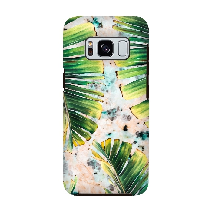 Galaxy S8 StrongFit Palm leaf on marble 01 by Mmartabc