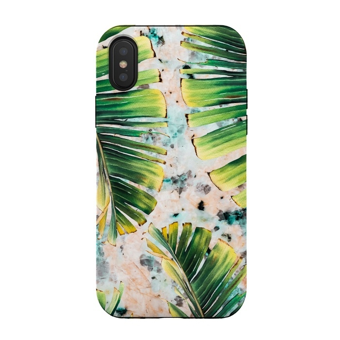 iPhone Xs / X StrongFit Palm leaf on marble 01 by Mmartabc