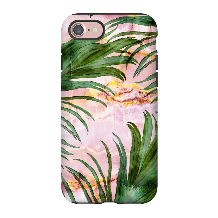 iPhone 7 StrongFit Palm leaf on marble 03 by Mmartabc