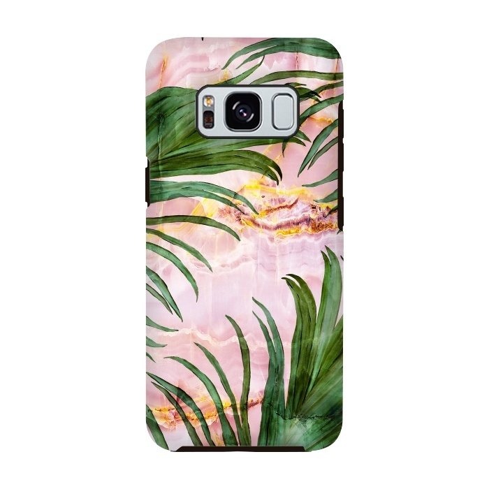 Galaxy S8 StrongFit Palm leaf on marble 03 by Mmartabc
