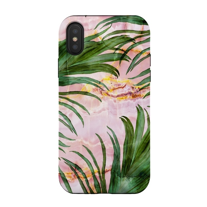 iPhone Xs / X StrongFit Palm leaf on marble 03 by Mmartabc