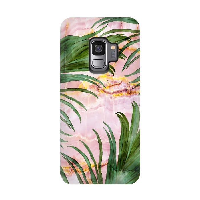 Galaxy S9 StrongFit Palm leaf on marble 03 by Mmartabc