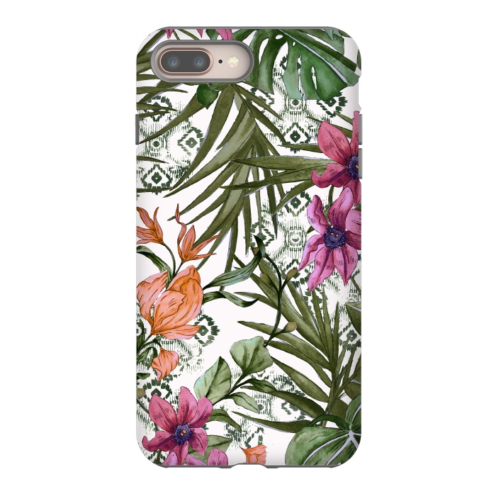 iPhone 7 plus StrongFit Tropical tribal floral by Mmartabc