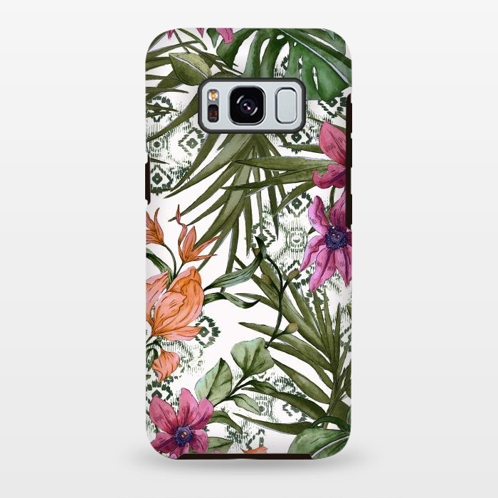 Galaxy S8 plus StrongFit Tropical tribal floral by Mmartabc