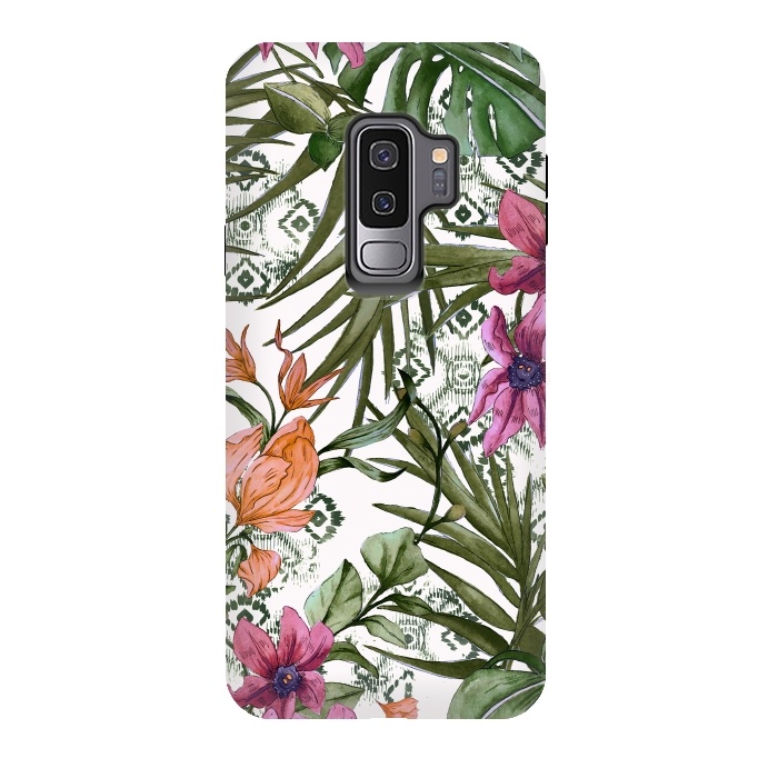 Galaxy S9 plus StrongFit Tropical tribal floral by Mmartabc