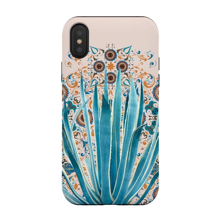iPhone Xs / X StrongFit Cactus and Moroccan tiles  by Mmartabc