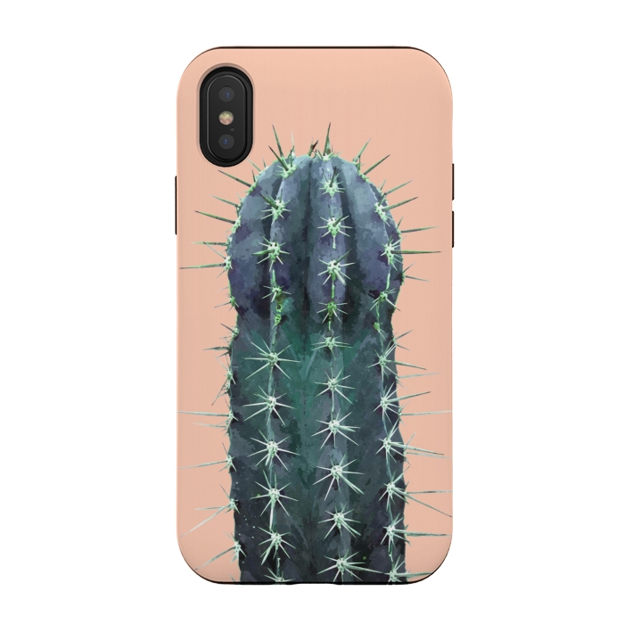 iPhone Xs / X StrongFit Cactus Illustration Pink Background by Alemi