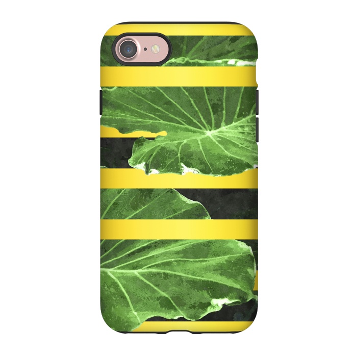 iPhone 7 StrongFit Green Leaves and Gold Stripes by Alemi