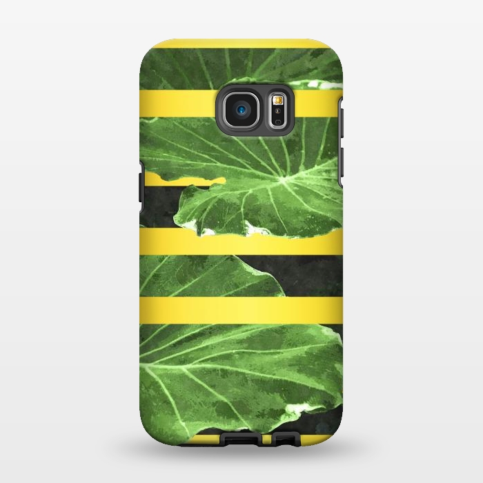Galaxy S7 EDGE StrongFit Green Leaves and Gold Stripes by Alemi