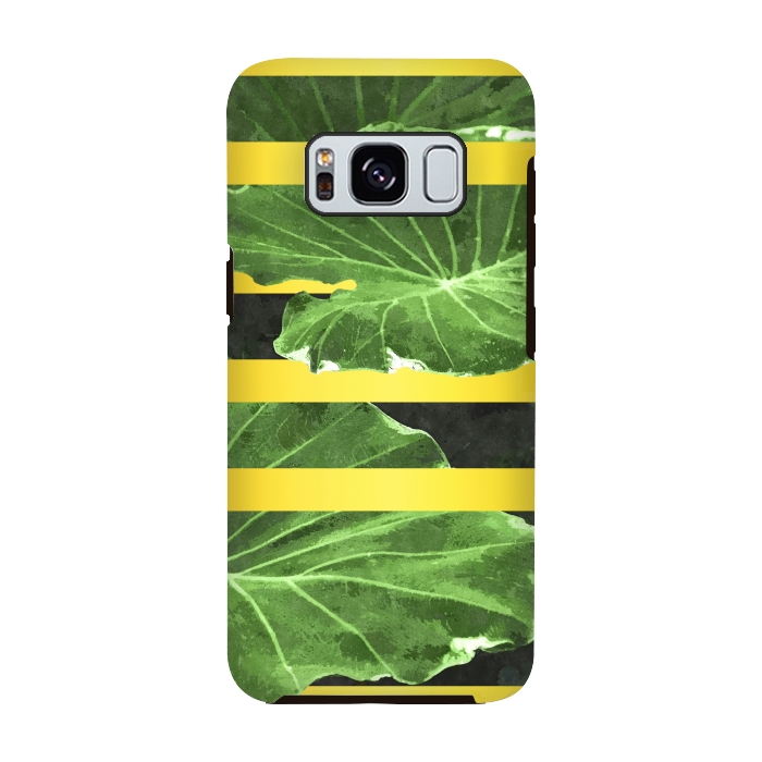 Galaxy S8 StrongFit Green Leaves and Gold Stripes by Alemi