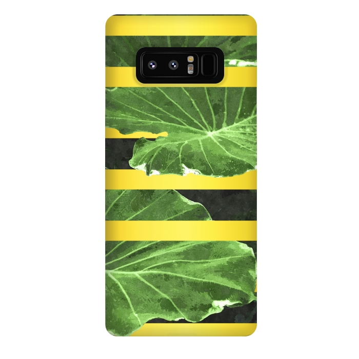 Galaxy Note 8 StrongFit Green Leaves and Gold Stripes by Alemi