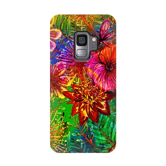 Galaxy S9 StrongFit Colorful Flower Jungle by  Utart