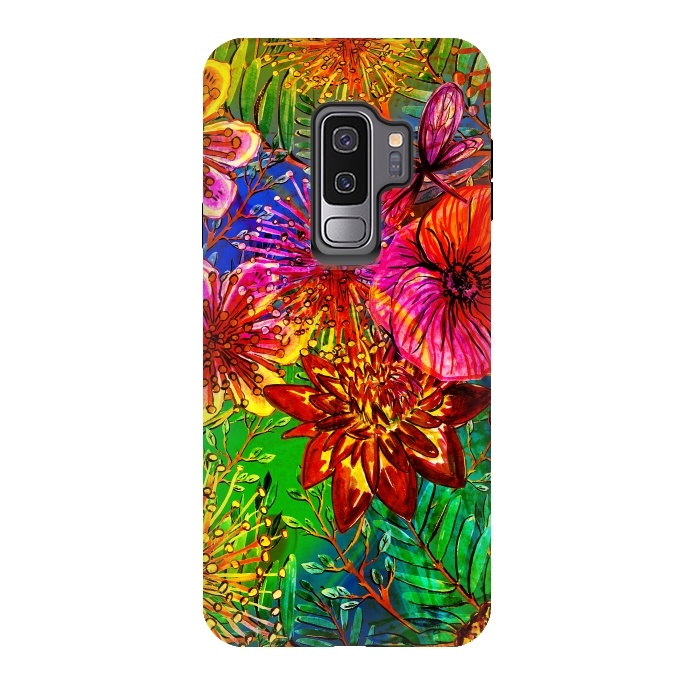 Galaxy S9 plus StrongFit Colorful Flower Jungle by  Utart