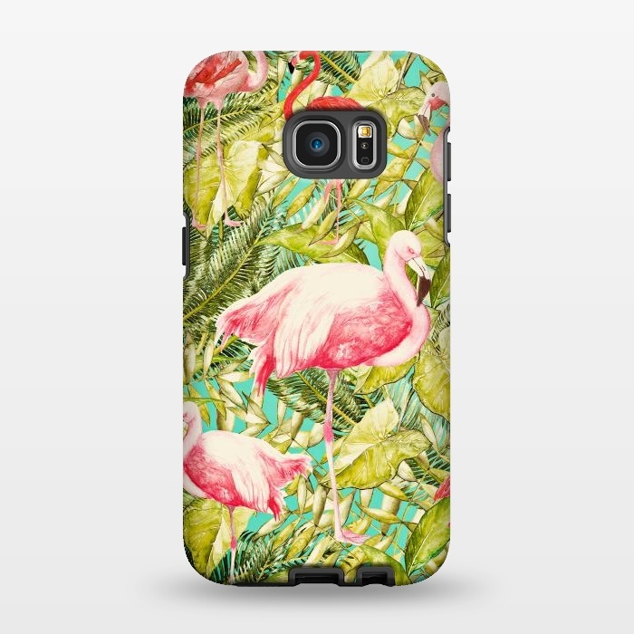 Galaxy S7 EDGE StrongFit Aloha Tropical Flamingo Jungle by  Utart