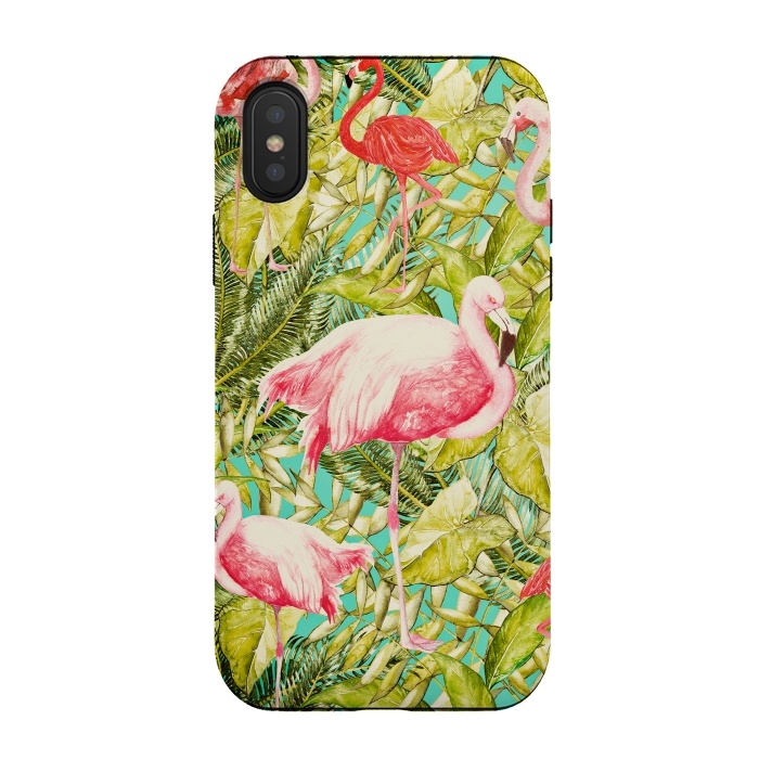 iPhone Xs / X StrongFit Aloha Tropical Flamingo Jungle by  Utart