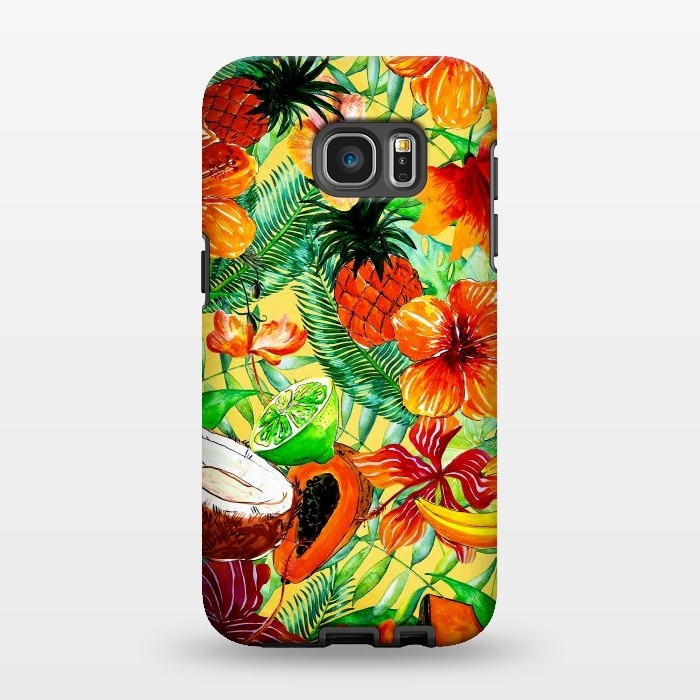 Galaxy S7 EDGE StrongFit Aloha Tropical Fruits and Flowers by  Utart