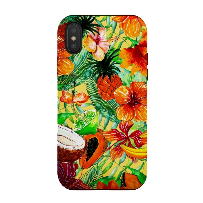 iPhone Xs / X StrongFit Aloha Tropical Fruits and Flowers by  Utart