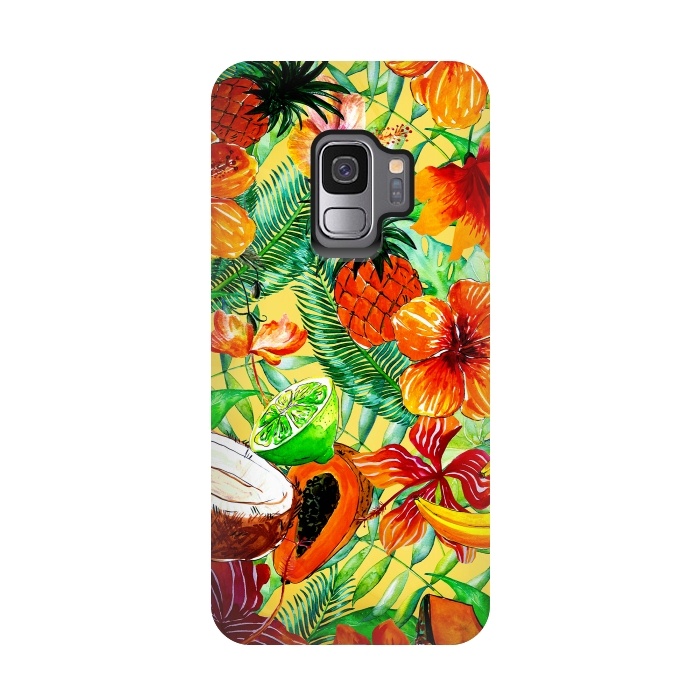 Galaxy S9 StrongFit Aloha Tropical Fruits and Flowers by  Utart