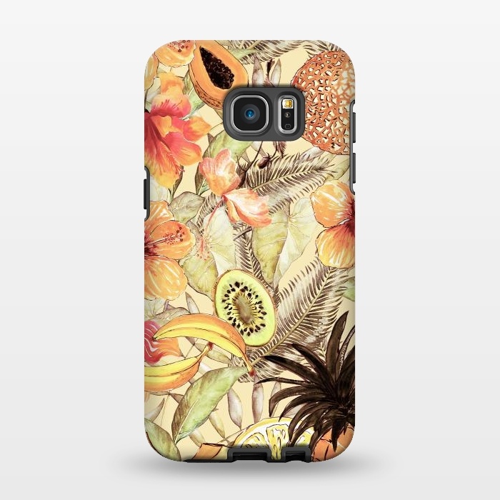 Galaxy S7 EDGE StrongFit Aloha Retro Fruit and Flower Jungle by  Utart