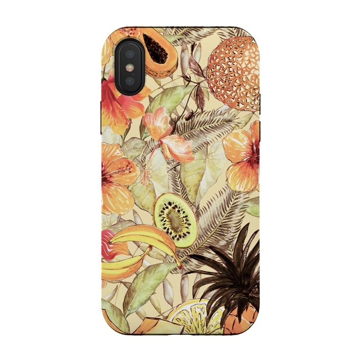 iPhone Xs / X StrongFit Aloha Retro Fruit and Flower Jungle by  Utart