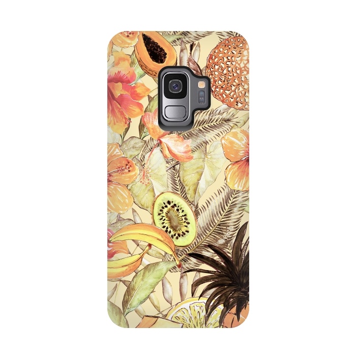 Galaxy S9 StrongFit Aloha Retro Fruit and Flower Jungle by  Utart