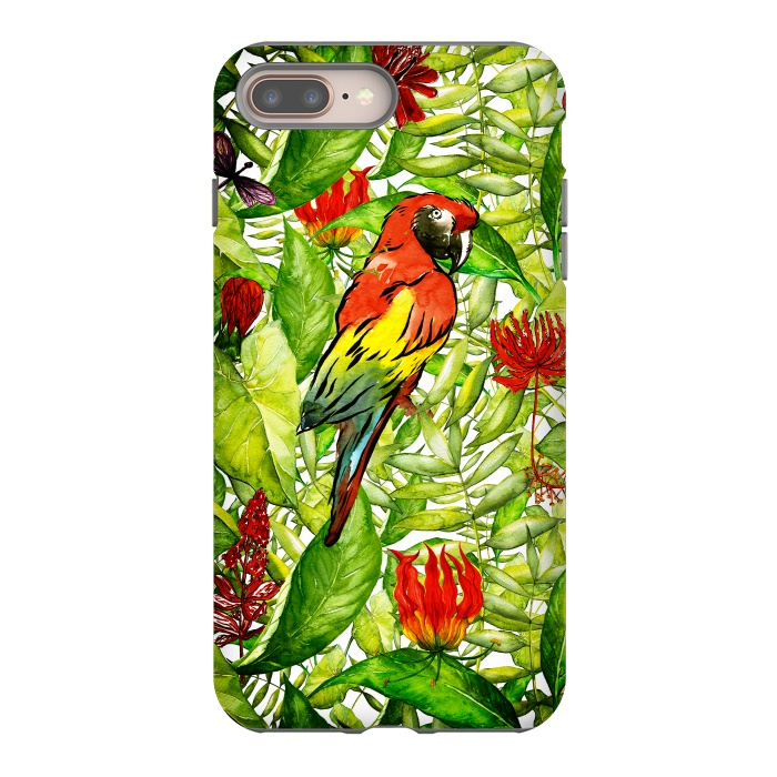 iPhone 7 plus StrongFit Aloha Parrot and Flower Jungle by  Utart