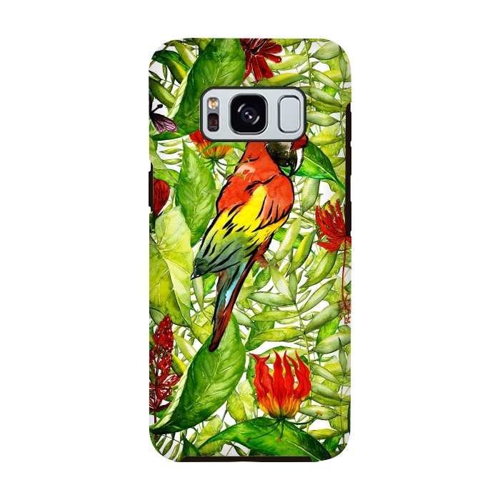 Galaxy S8 StrongFit Aloha Parrot and Flower Jungle by  Utart