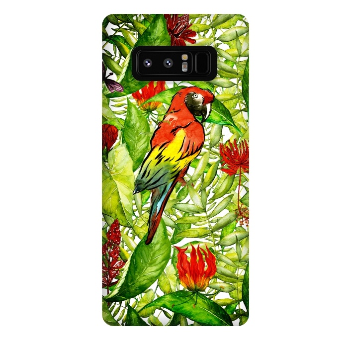 Galaxy Note 8 StrongFit Aloha Parrot and Flower Jungle by  Utart