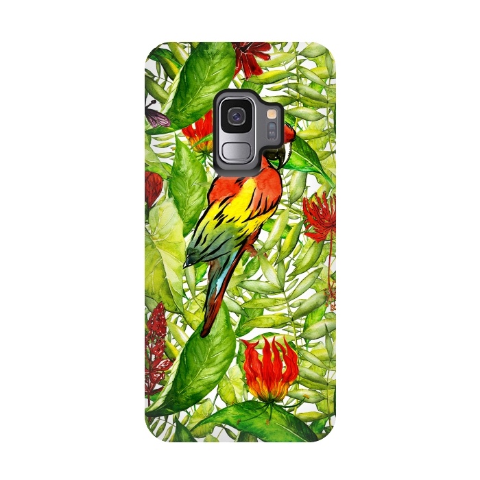 Galaxy S9 StrongFit Aloha Parrot and Flower Jungle by  Utart