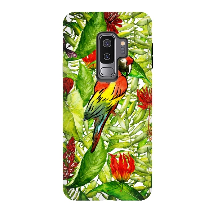 Galaxy S9 plus StrongFit Aloha Parrot and Flower Jungle by  Utart