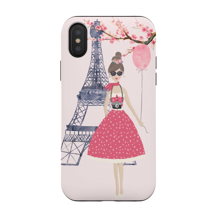 iPhone Xs / X StrongFit Trendy Girl in Spring in Paris by DaDo ART