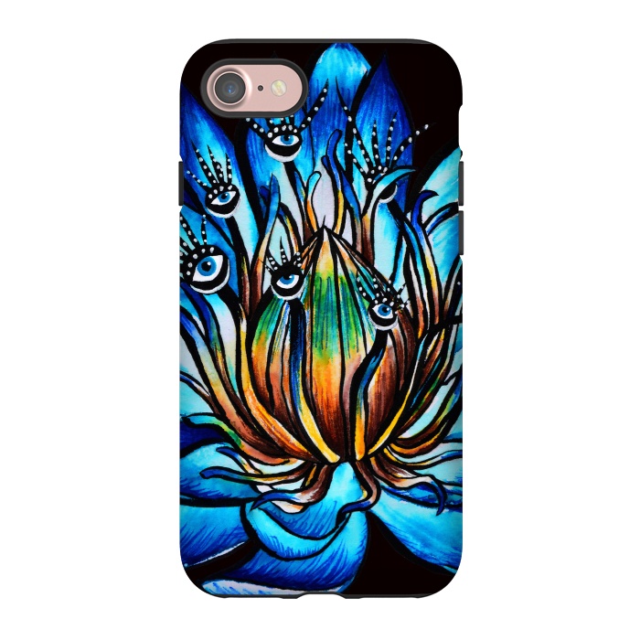 iPhone 7 StrongFit Bizarre Multi Eyed Blue Water Lily Flower Monster by Boriana Giormova