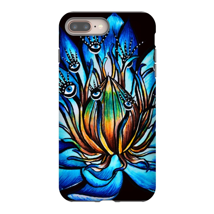 iPhone 7 plus StrongFit Bizarre Multi Eyed Blue Water Lily Flower Monster by Boriana Giormova