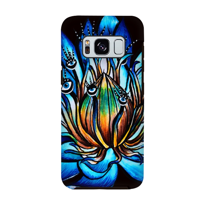 Galaxy S8 StrongFit Bizarre Multi Eyed Blue Water Lily Flower Monster by Boriana Giormova