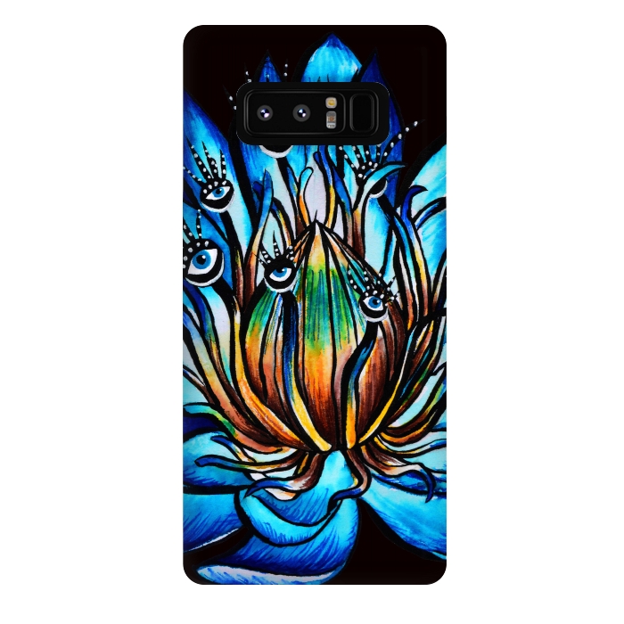 Galaxy Note 8 StrongFit Bizarre Multi Eyed Blue Water Lily Flower Monster by Boriana Giormova