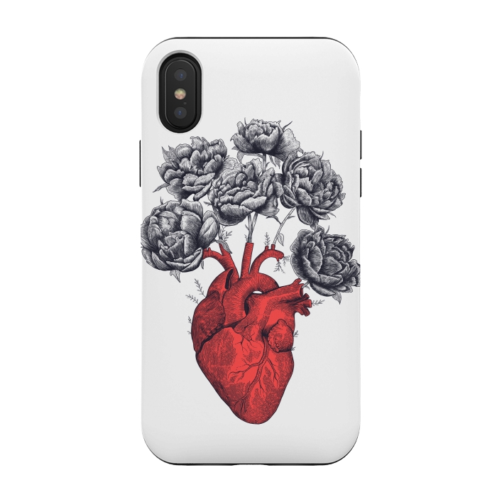 iPhone Xs / X StrongFit Heart with peonies by kodamorkovkart