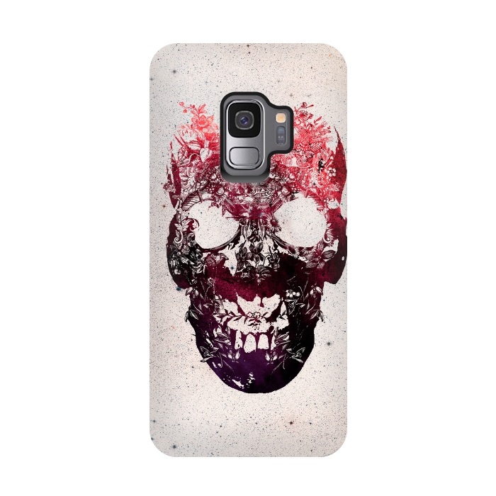 Galaxy S9 StrongFit Floral Skull by Ali Gulec