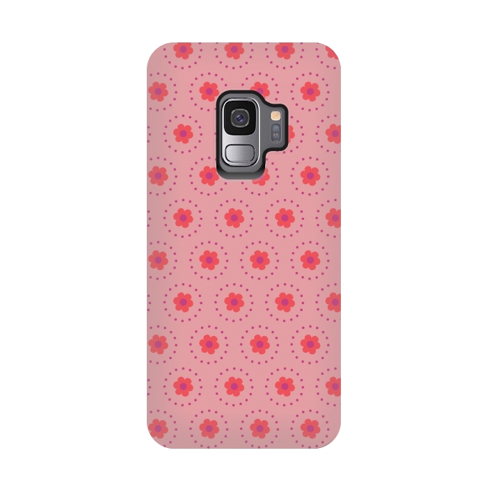 Galaxy S9 StrongFit Pink Circular Floral by Rosie Simons