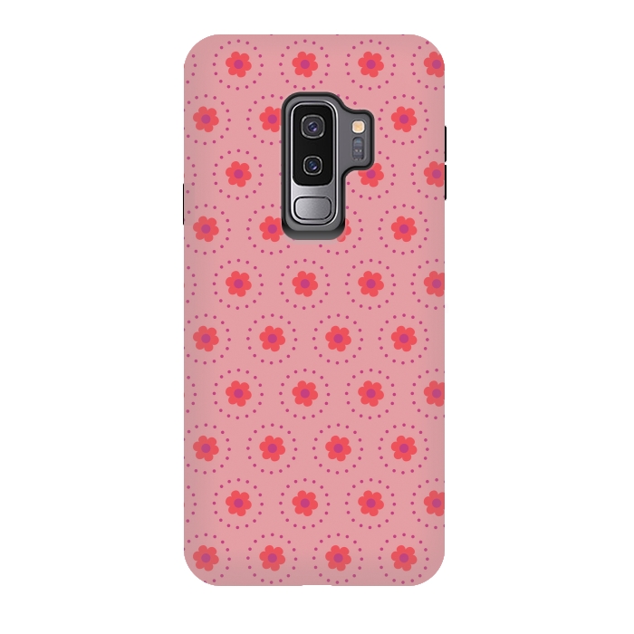 Galaxy S9 plus StrongFit Pink Circular Floral by Rosie Simons