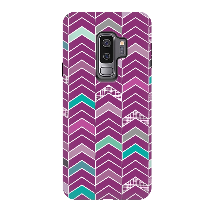 Galaxy S9 plus StrongFit Chevron Purple by Rosie Simons
