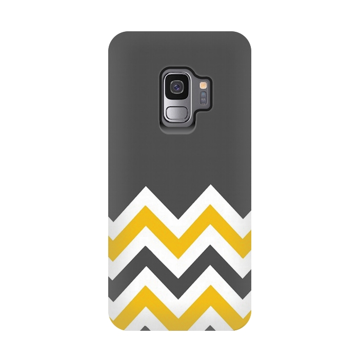Galaxy S9 StrongFit Color Blocked Chevron Mustard Gray by Josie Steinfort 