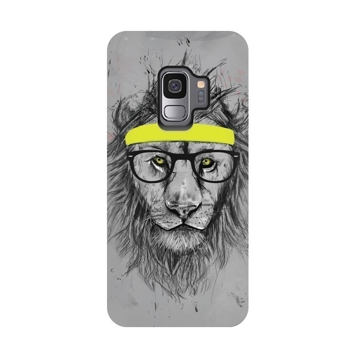 Galaxy S9 StrongFit Hipster Lion by Balazs Solti