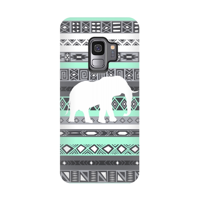 Galaxy S9 StrongFit Tiffany Elephant Aztec by Rex lambo
