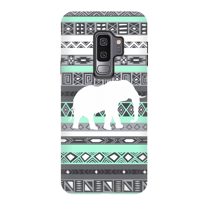 Galaxy S9 plus StrongFit Tiffany Elephant Aztec by Rex lambo