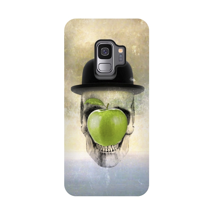 Galaxy S9 StrongFit Magritte Skull by Sebastian Parra