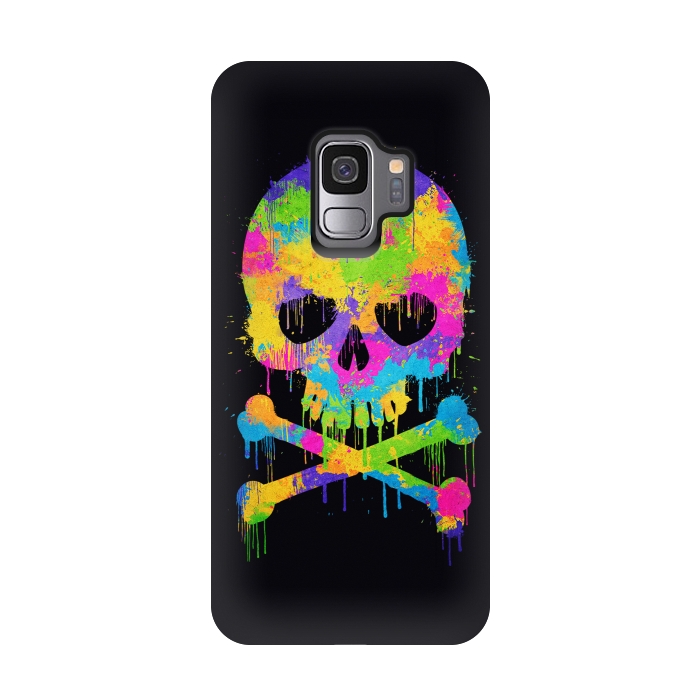 Galaxy S9 StrongFit Grafitti Watercolor Skull by Philipp Rietz