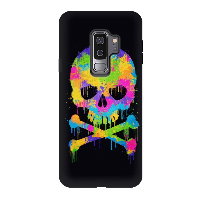 Galaxy S9 plus StrongFit Grafitti Watercolor Skull by Philipp Rietz
