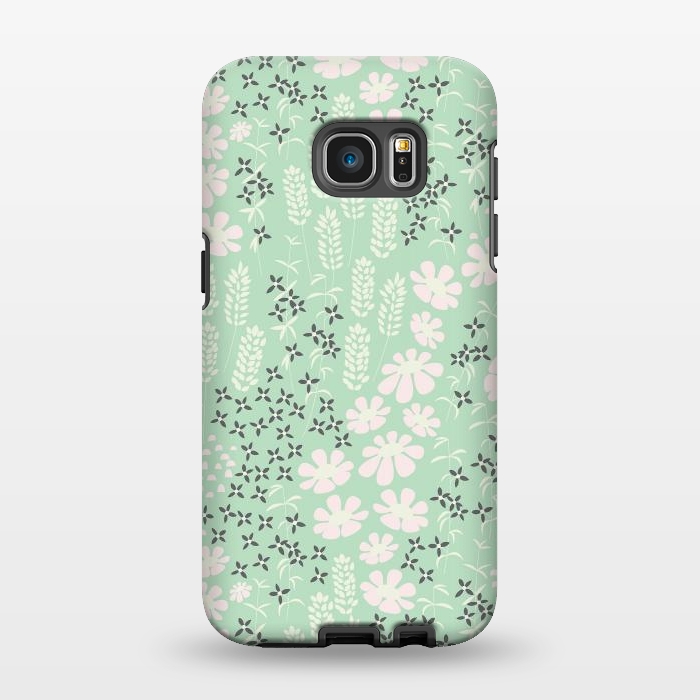 Galaxy S7 EDGE StrongFit Floral Mint Pattern 013 by Jelena Obradovic