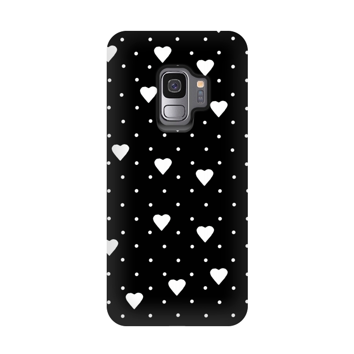Galaxy S9 StrongFit Pin Point Hearts White by Project M