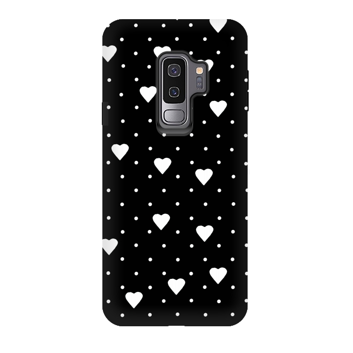 Galaxy S9 plus StrongFit Pin Point Hearts White by Project M